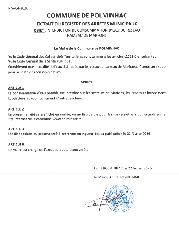 Arrêté municipal A-04-2026